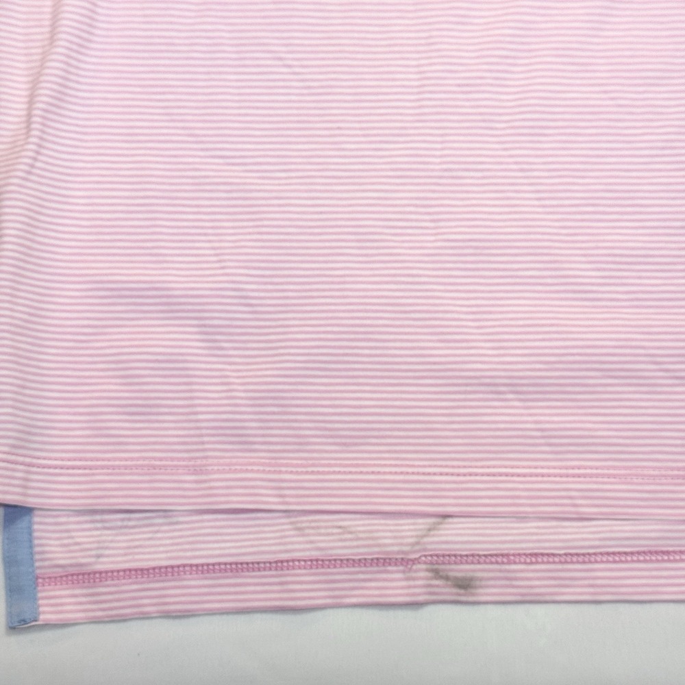 B Draddy Mens Pop Golf Polo Shirt Size M Pink & White Stripe Pima Cotton Preppy - Picture 5 of 9